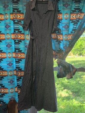 Calvin Klein Black and White Gingham Maxi Dress